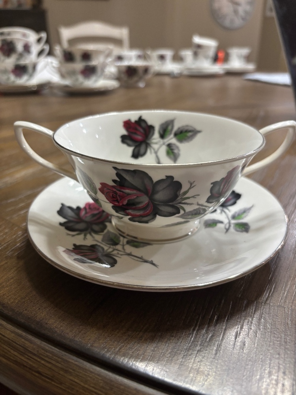 Royal Albert Masquerade Soup bowl (5 inches) with matching saucer (6.5 inches)